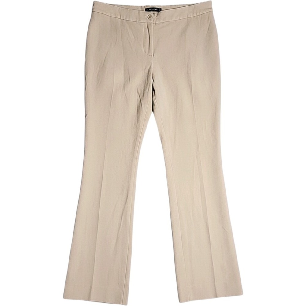 Liz Lange Maternity Tan Khaki Dress Pants Size 8 Bootcut Stretch Adjust Waist
